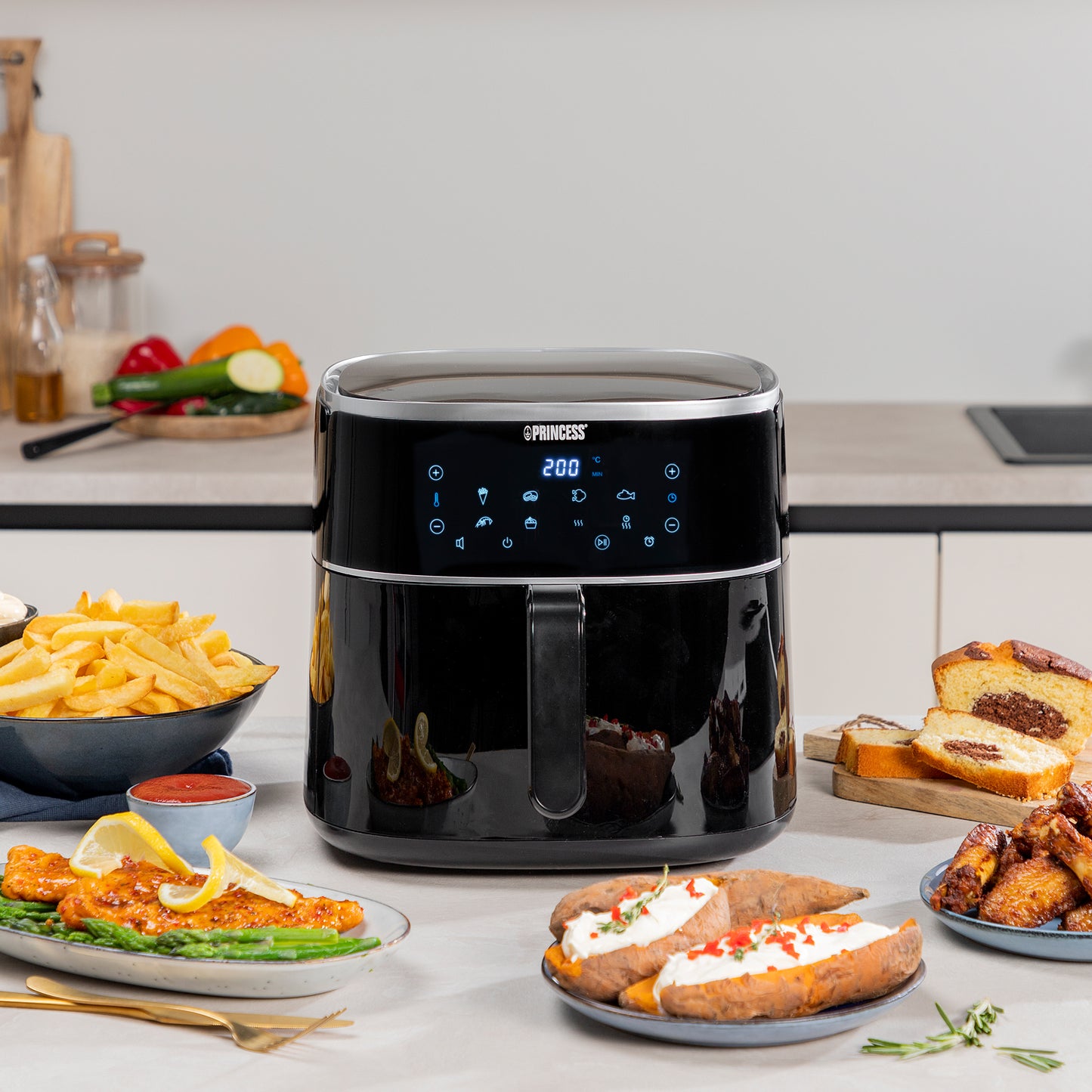 Princess Digital Varmluftsfritös 8 liter Svart-Scandikitchen