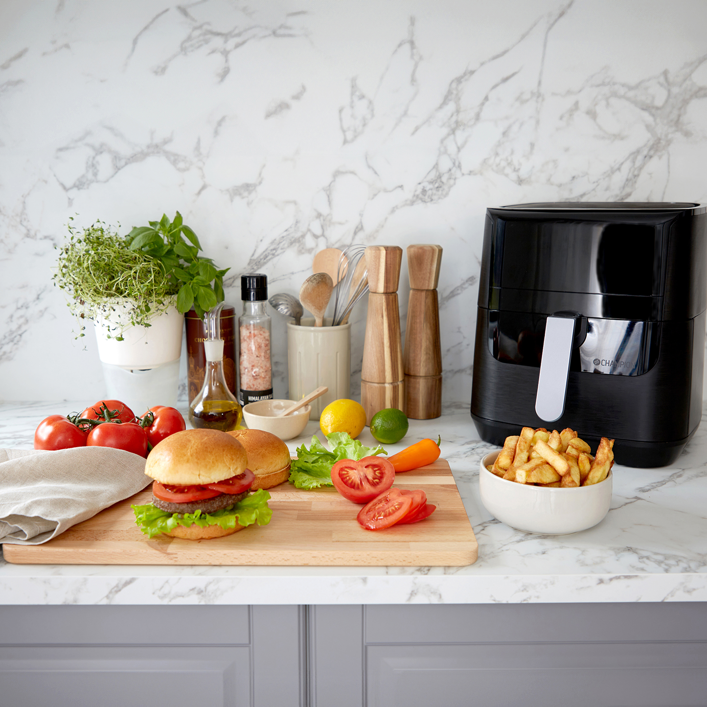 Champion Air Fryer XL Ceramic 5,5L 1800W AF600 Svart-Scandikitchen