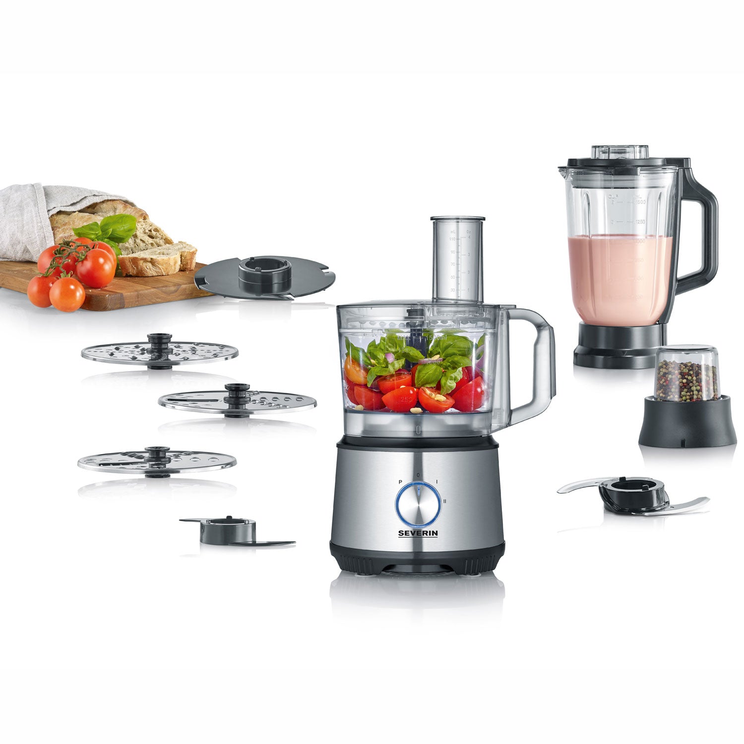 Severin Matberedare 1200 W Mixer, Bunke, Rivskivor-Scandikitchen