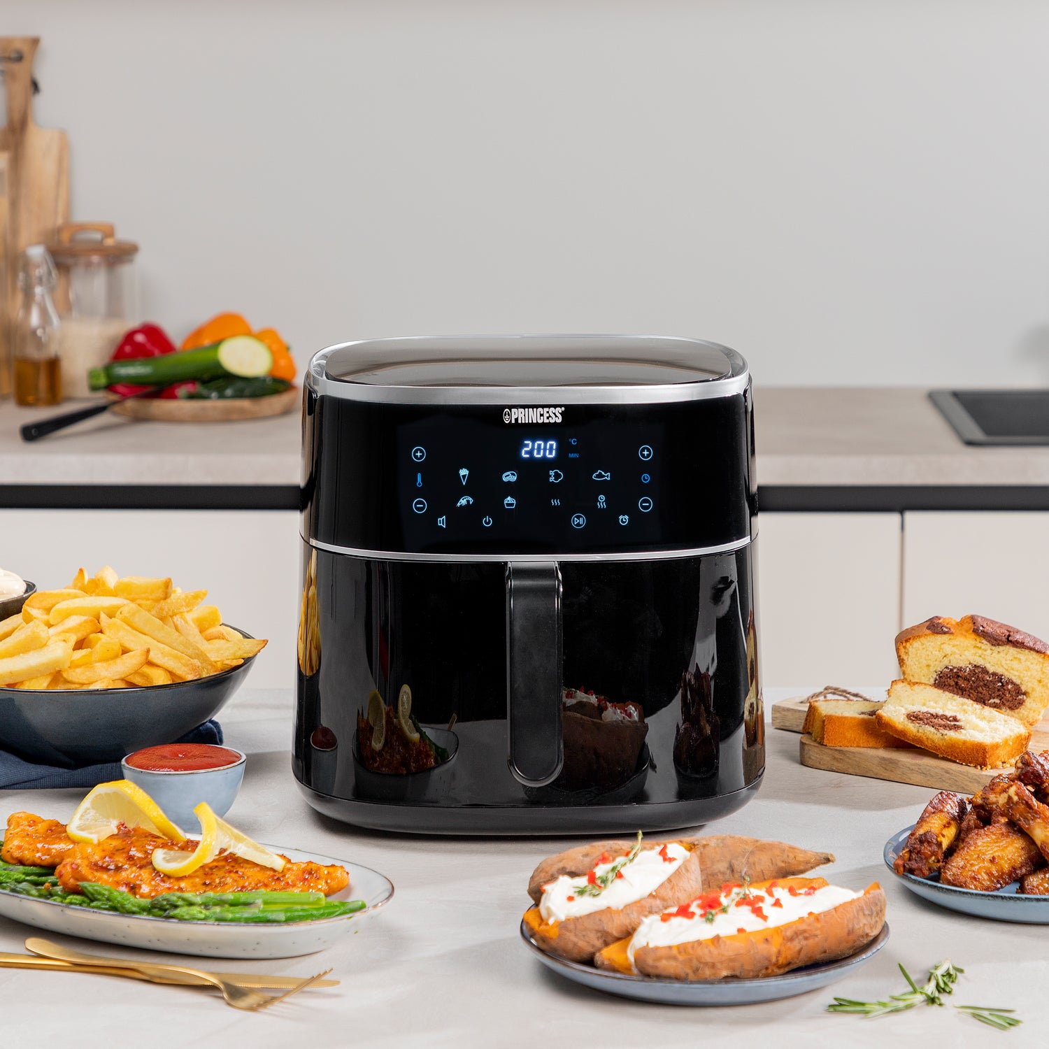Princess Digital Varmluftsfritös 8 liter Svart-Scandikitchen
