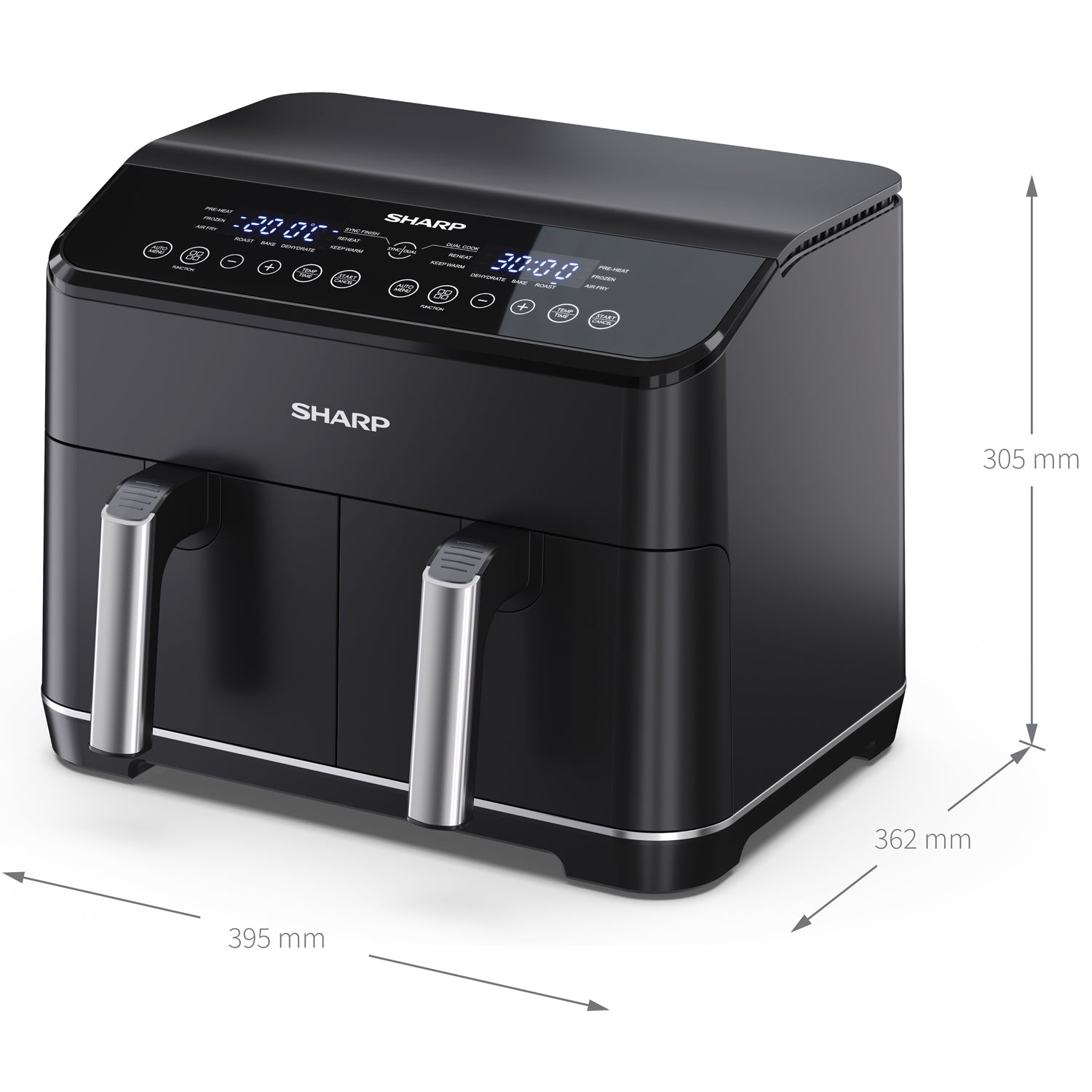 Sharp Airfryer Dubbel 2x4L 2x1800W - AF-GD82AE-B-Scandikitchen