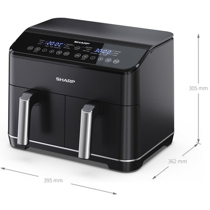 Sharp Airfryer Dubbel 2x4L 2x1800W - AF-GD82AE-B-Scandikitchen