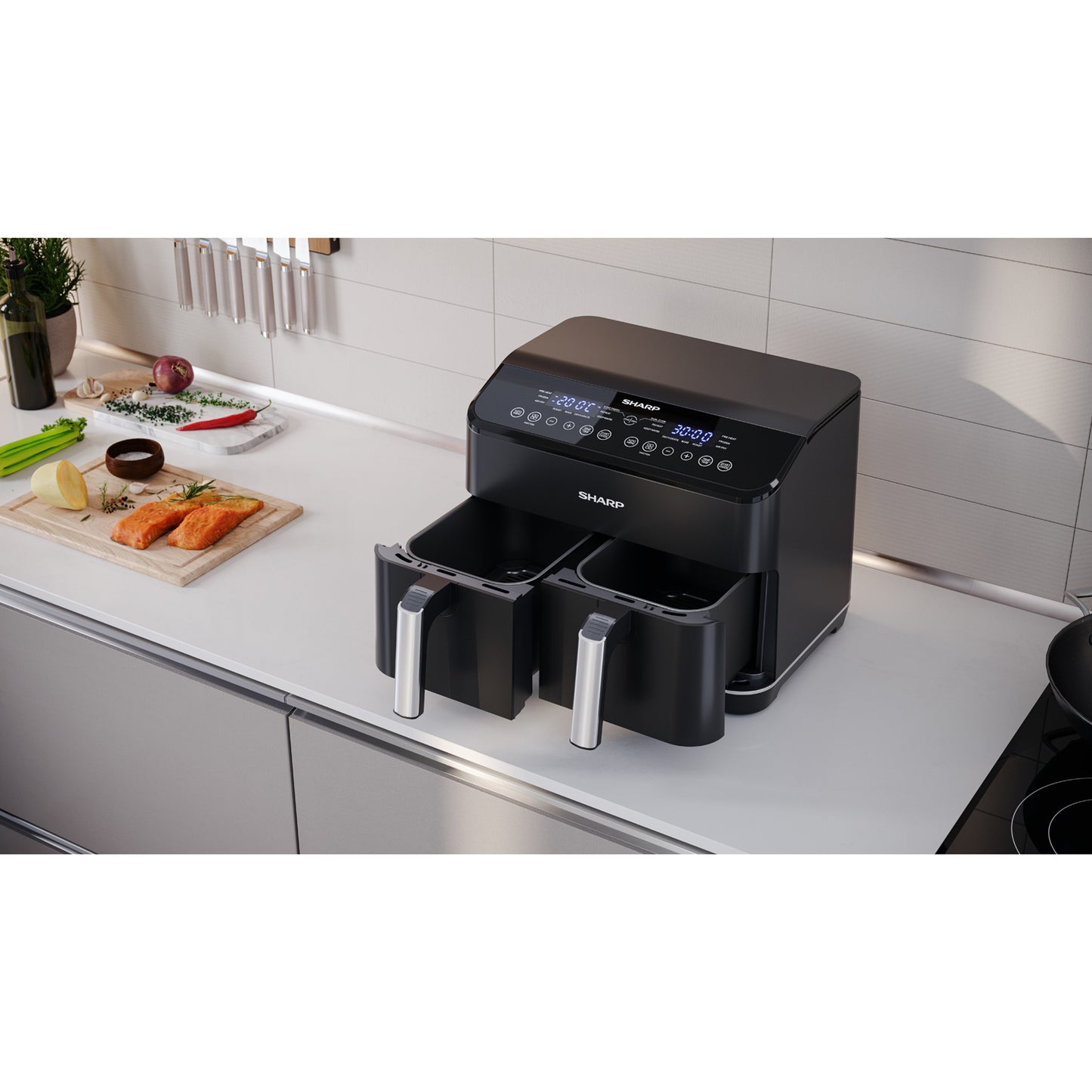 Sharp Airfryer Dubbel 2x4L 2x1800W - AF-GD82AE-B-Scandikitchen