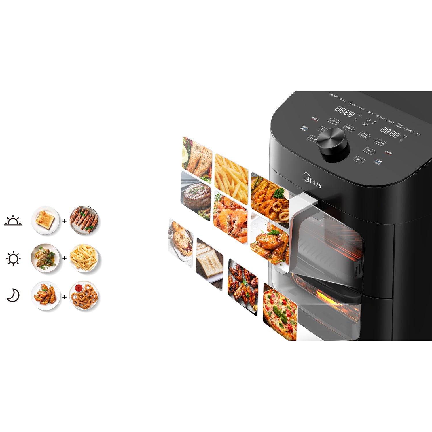 Midea Airfryer 2 i 1 Kombination med Ugn 6,4 + 4,4 Liter-Scandikitchen