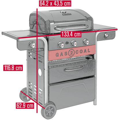 Char-Broil Hybridgrill Gas2Coal 2.0 3+1 Brännare 140925